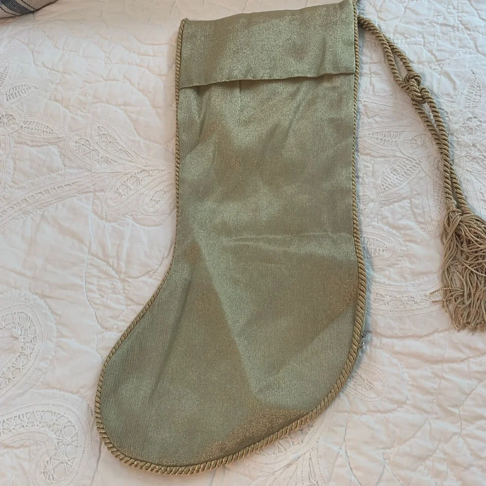 Holiday Gold Beaded Christmas Stocking